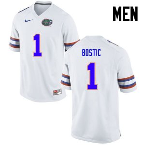 Men's Florida Gators #1 Jonathan Bostic NCAA Nike White Authentic Stitched College Football Jersey XVU3462TR